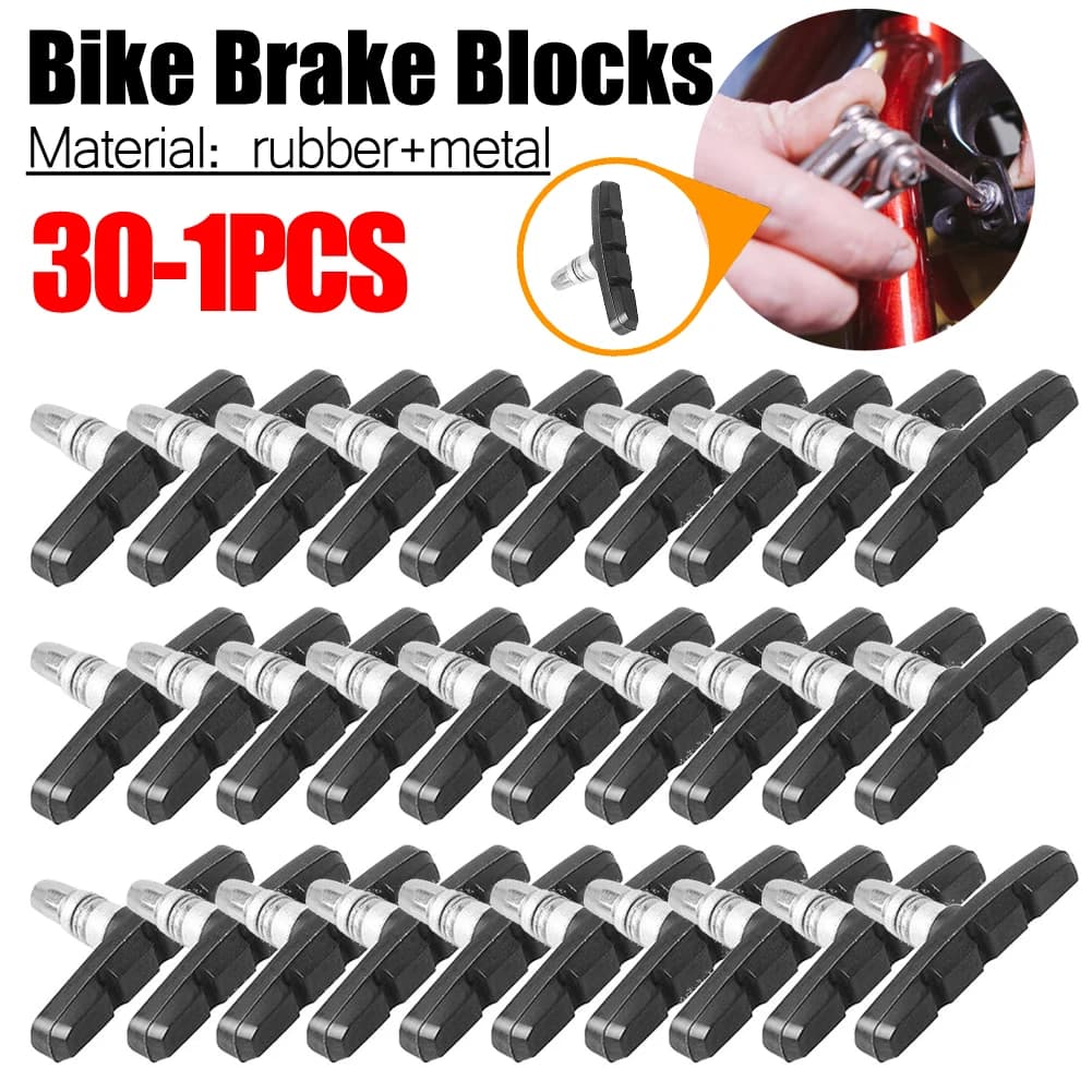 30-1 Pezzi Pastiglie Freno Silenziose Durevoli per Bicicletta, Blocchi Freno in Gomma per MTB e Bici da Strada, Scarpe Freno a V per Ciclismo