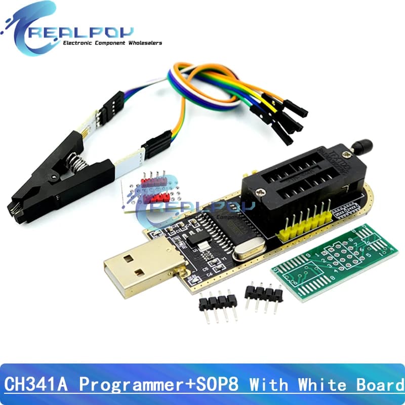 CH341A / CH341B 24 25 Serie EEPROM Flash BIOS Modulo programmatore USB + SOP8 SOIC8 Clip di prova per EEPROM 93CXX / 25CXX / 24CXX
