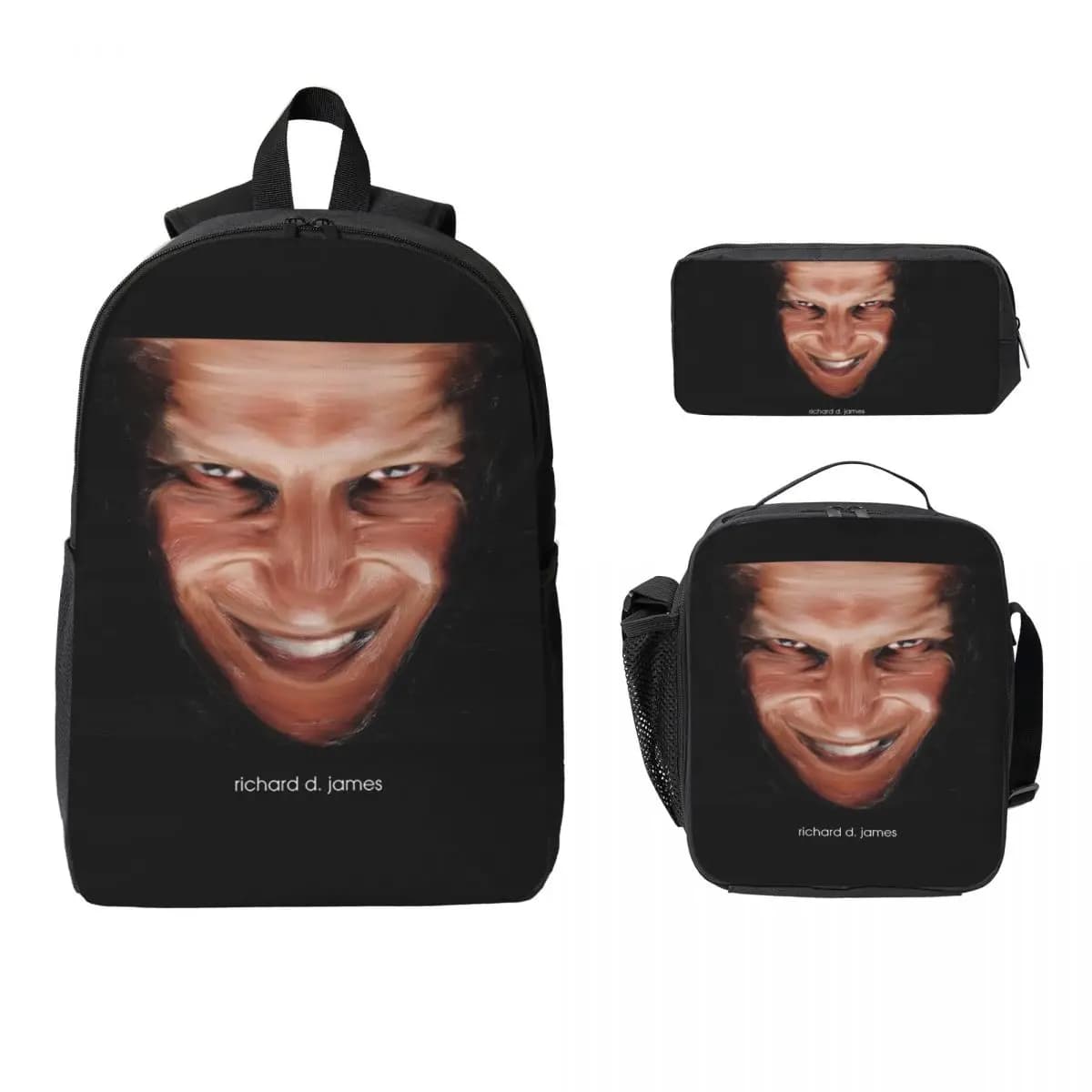 Aphex Twin Electronic Music Artist Producer Zaino BookBag Borsa da scuola Borsa a tracolla per laptop 3 pezzi Borsa termica per il pranzo Astuccio per matite