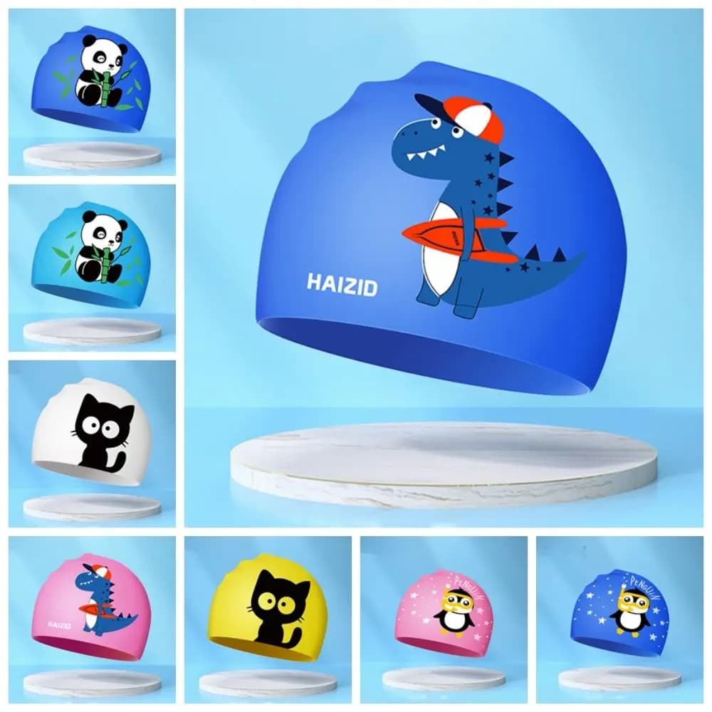 Waterproof Children's Swimming Head Waterproof Silicone Children's Swimming Head for Cartoon Protect Your Ear Bathroom Hats for Animals Pool Headphone