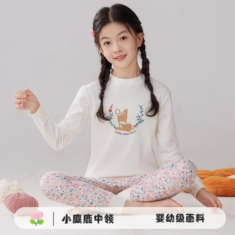 Pigiama per bambina Set cotone a maniche lunghe Abbigliamento per bambini Adolescenti Indumenti da notte caldi Pigiama anime carino per bambini 6 8 10 12 14 anni
