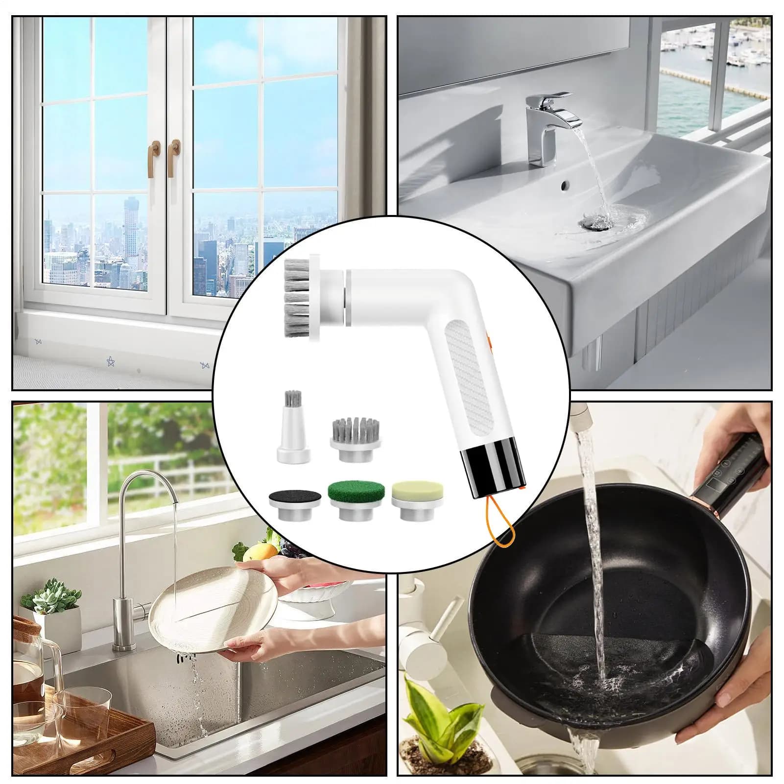 Household Cleaning Brushes Electric Cordless Rotating Handheld Cordless Detachable Scrubber For Bathroom Shower Toilet Kitchen