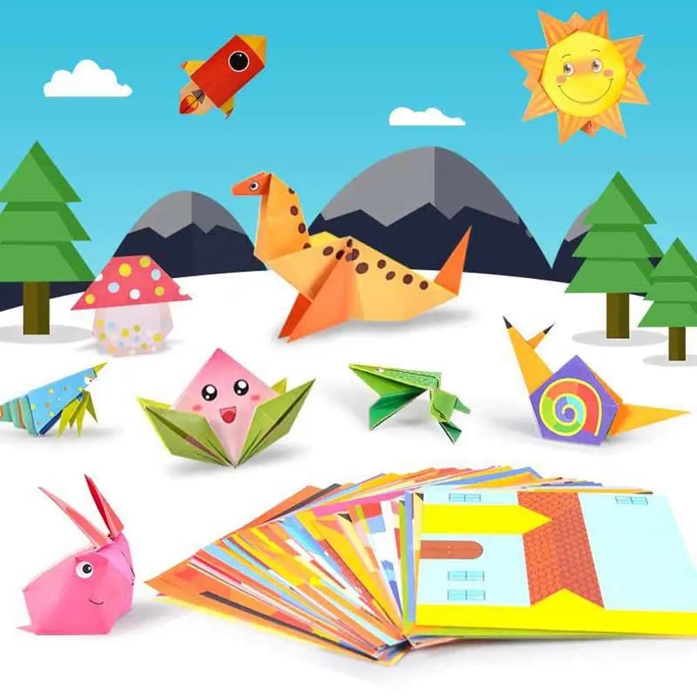 Animal Cartoon 54Pages Early Learning Baby For DIY Hand-cut Paper Book Handmade Paper Origami Craft Toys Folding Paper