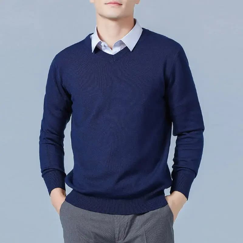 Morbido maglione di cashmere Abbigliamento da uomo Autunno Inverno Pullover Business Casual Fondo scollo a V lavorato a maglia di lana Slim Fit Maglieria maschile