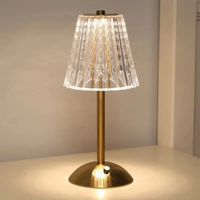 1 PC Luxury-Style Crystal Desk Lamp, Three-color Touch Charging - Suitable for Restaurants, Cafes, as a Gift for Others