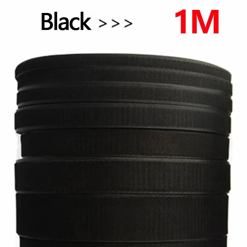 Nastro a strappo non adesivo da 1M | Striscia di chiusura magica da cucire | Tessuto in nylon nero per cucito fai da te, abbigliamento e accessori
