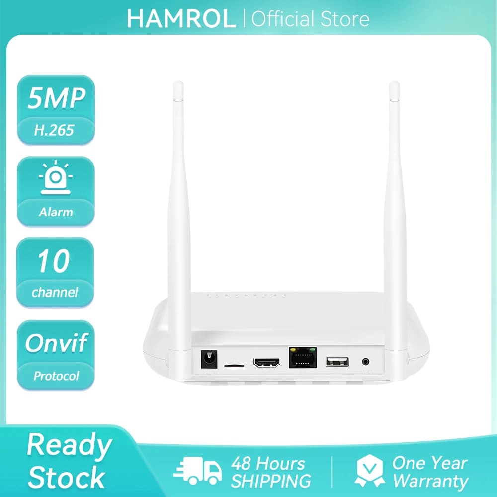 Registratore NVR WiFi 10 Canali H.265, Registratore Video di Rete Wireless 5MP 8MP con Slot per Scheda TF, Rilevamento Volto, Sistema di Telecamere di Sicurezza Wireless