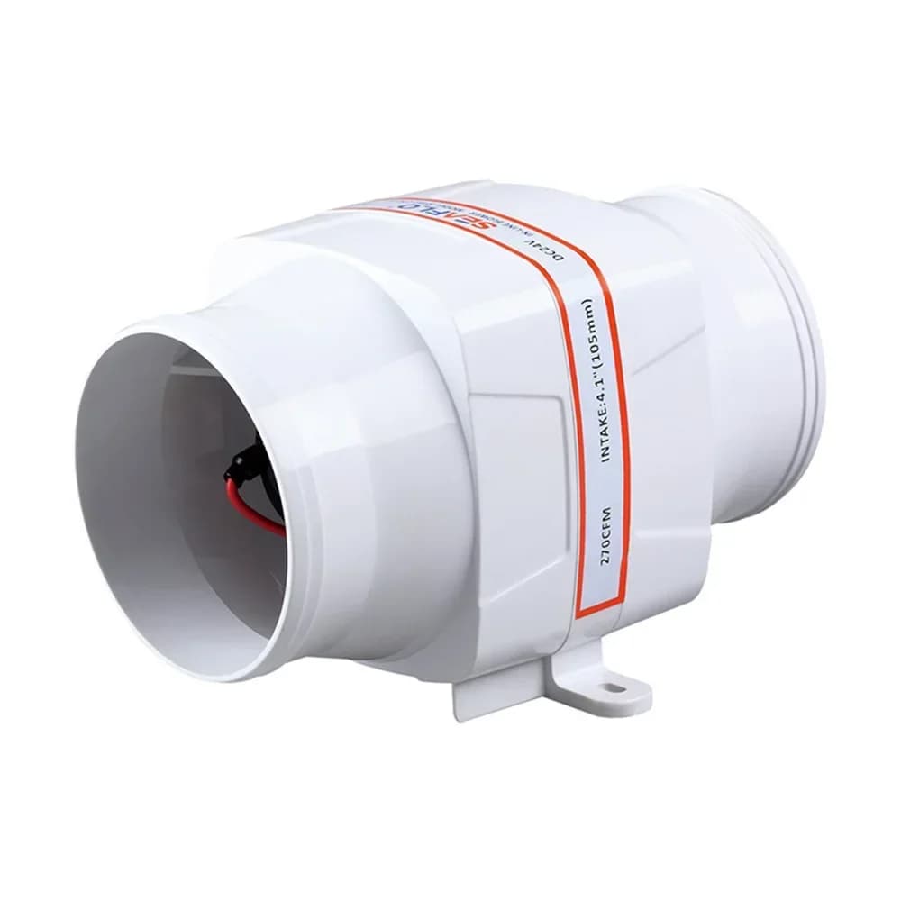 Ventilatore Elettrico Marino Inline 12V DC da 4 Pollici 270CFM Bianco