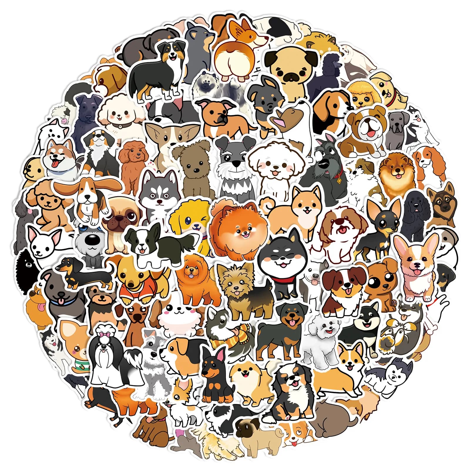 100 pezzi simpatico mix cane cartone animato animali graffiti adesivi telefono fai da te chitarra laptop notebook valigia tazza adesivo impermeabile giocattolo per bambini