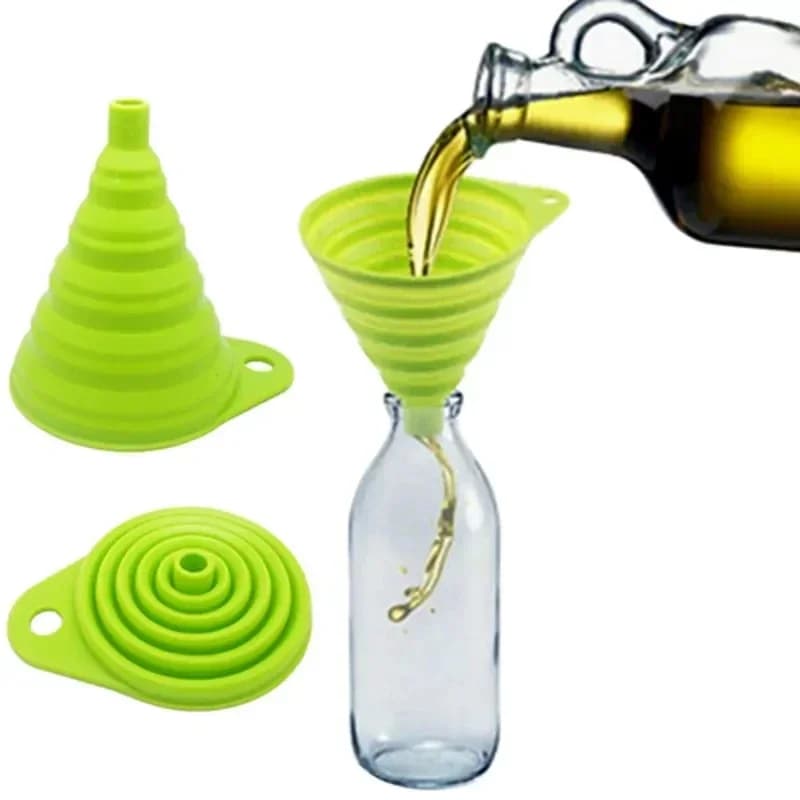 1/4 Pezzi Imbuto Pieghevole in Silicone, Strumento da Cucina con Collo Lungo per Dosare, Filtrare e Versare Liquidi, Olio e Acqua da Bottiglie Piccole