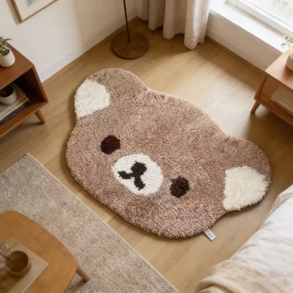 Cartoon Rilakkumas Turftd Tappeto Kawaii Korilakkuma Orso Tappetino Camera da letto Sedia Comodino Salotto Tappeto Bagno Zerbino Decorazioni per la casa