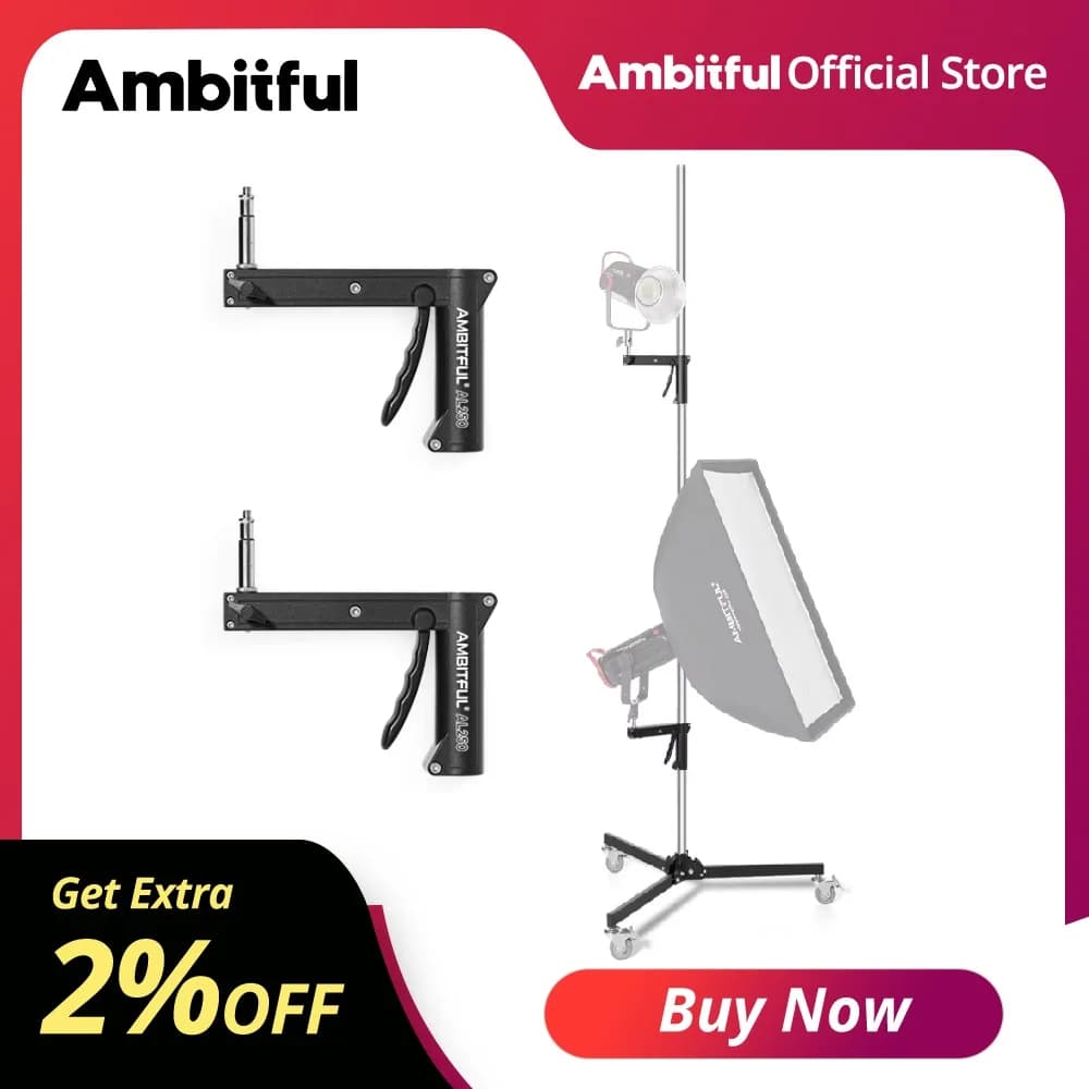 Ambitful 71cm-255cm AL250 Gun Grip Light Stand 1/4 and 3/8 Screw with Wheels Folding Tripod for Studio Flash LED Light Softbox