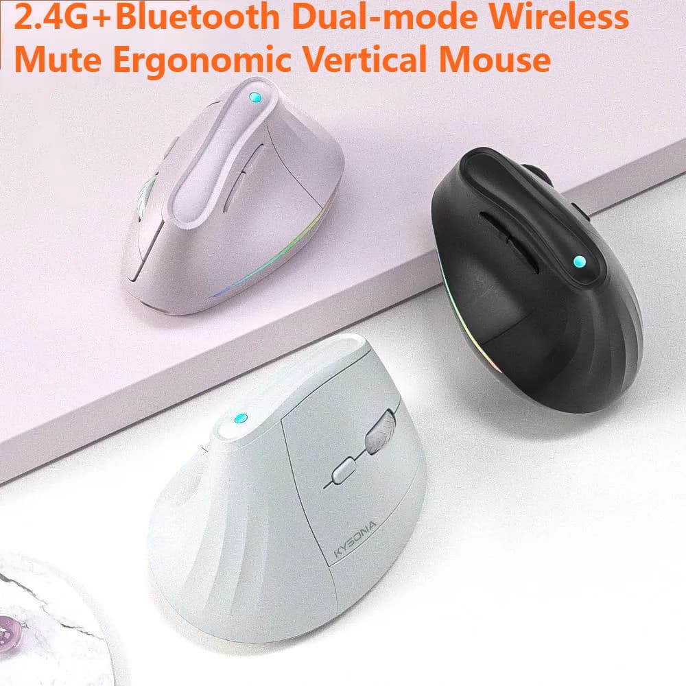2.4G+Bluetooth Dual-mode Wireless Mute Ergonomic Vertical Mouse Optical Office Home Healthy Gaming Mice For Laptop Desktop PC