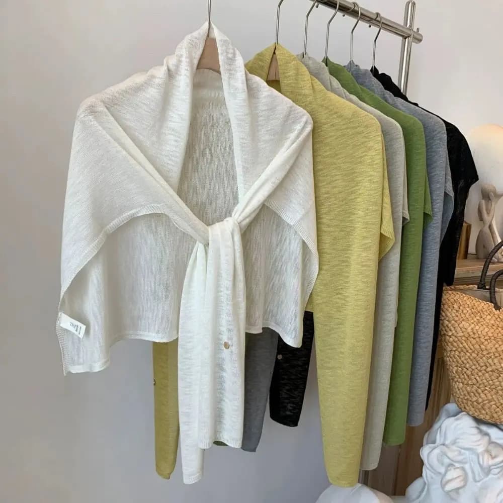 Simple Cape T-Version Shawl Cloak Thin Knitted Neck Wrap Solid Color Korean Style Triangle Scarf Women