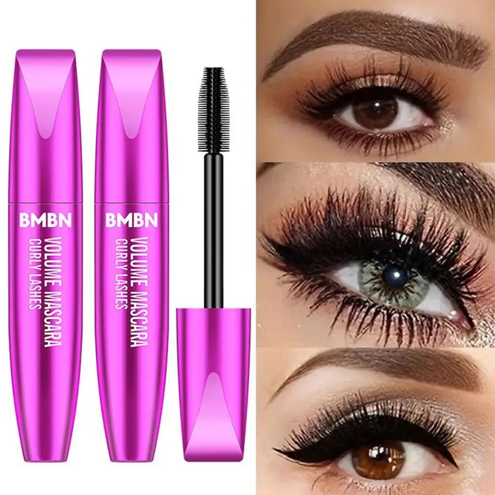 Mascara Volumizzante per Ciglia Ricci, Mascara 3D Allungante Impermeabile a Lunga Durata, Mascara con Spazzola in Silicone Anti-Sbavatura per Ciglia Spesse e Ricurve