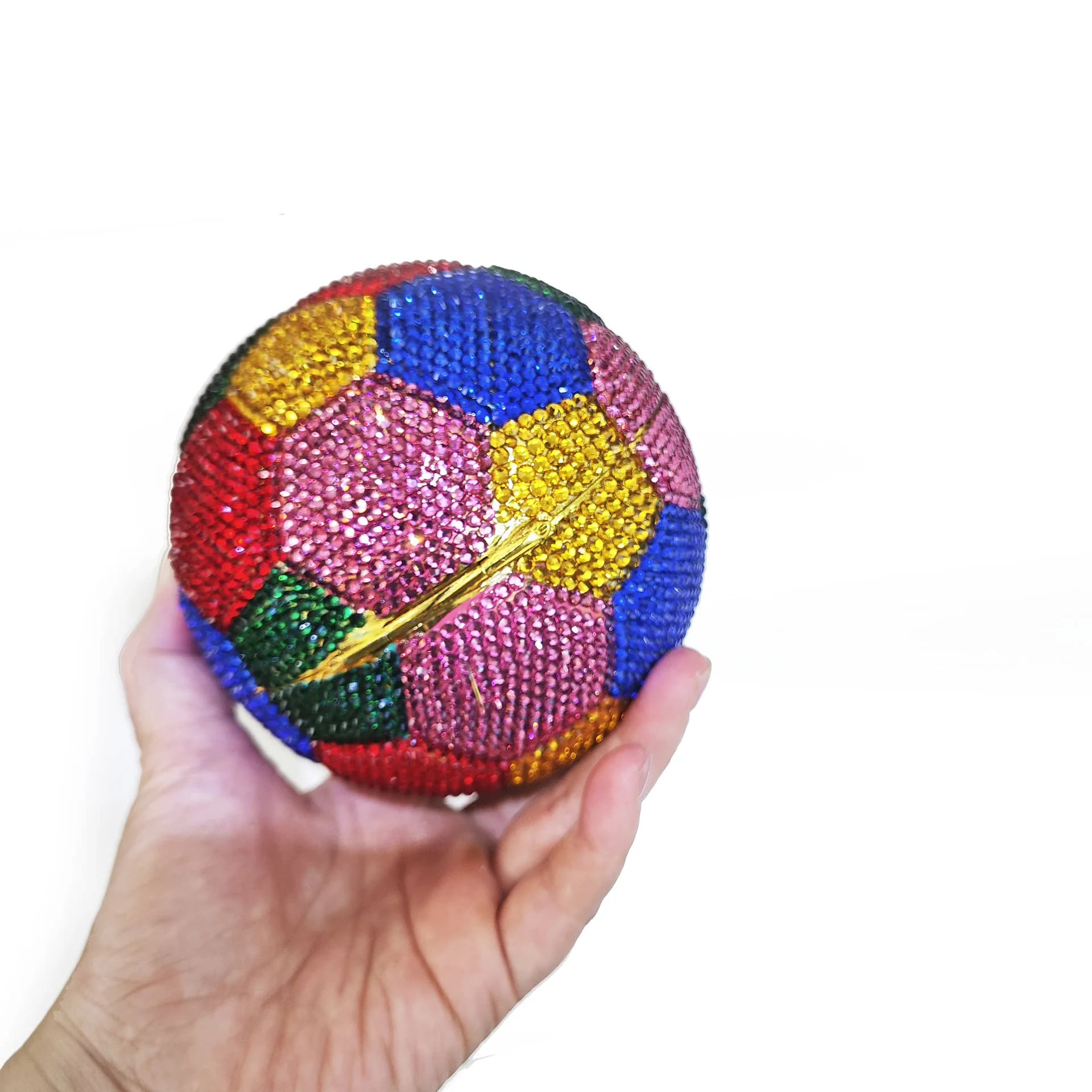 Borsa da donna con pochette da sera con cristalli pieni a forma di calcio, borsa da festa per matrimoni, borse a tracolla eleganti con diamanti rossi