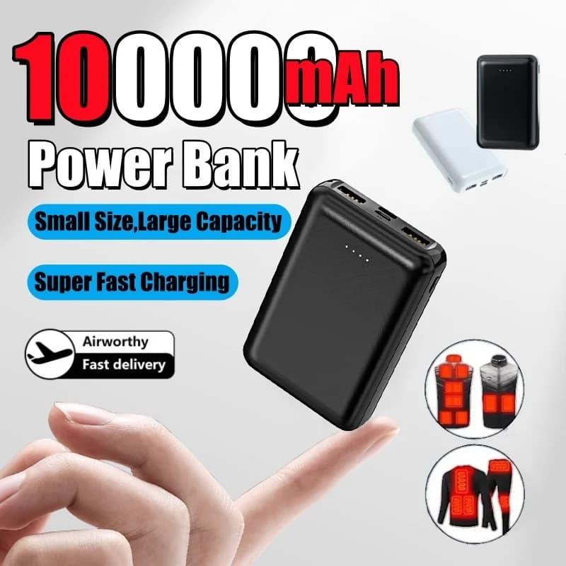 Power Bank portatile 100000mAh Batteria esterna USB Ricarica rapida Mini riscaldamento per gilet Giacca Calzini Guanti Attrezzatura
