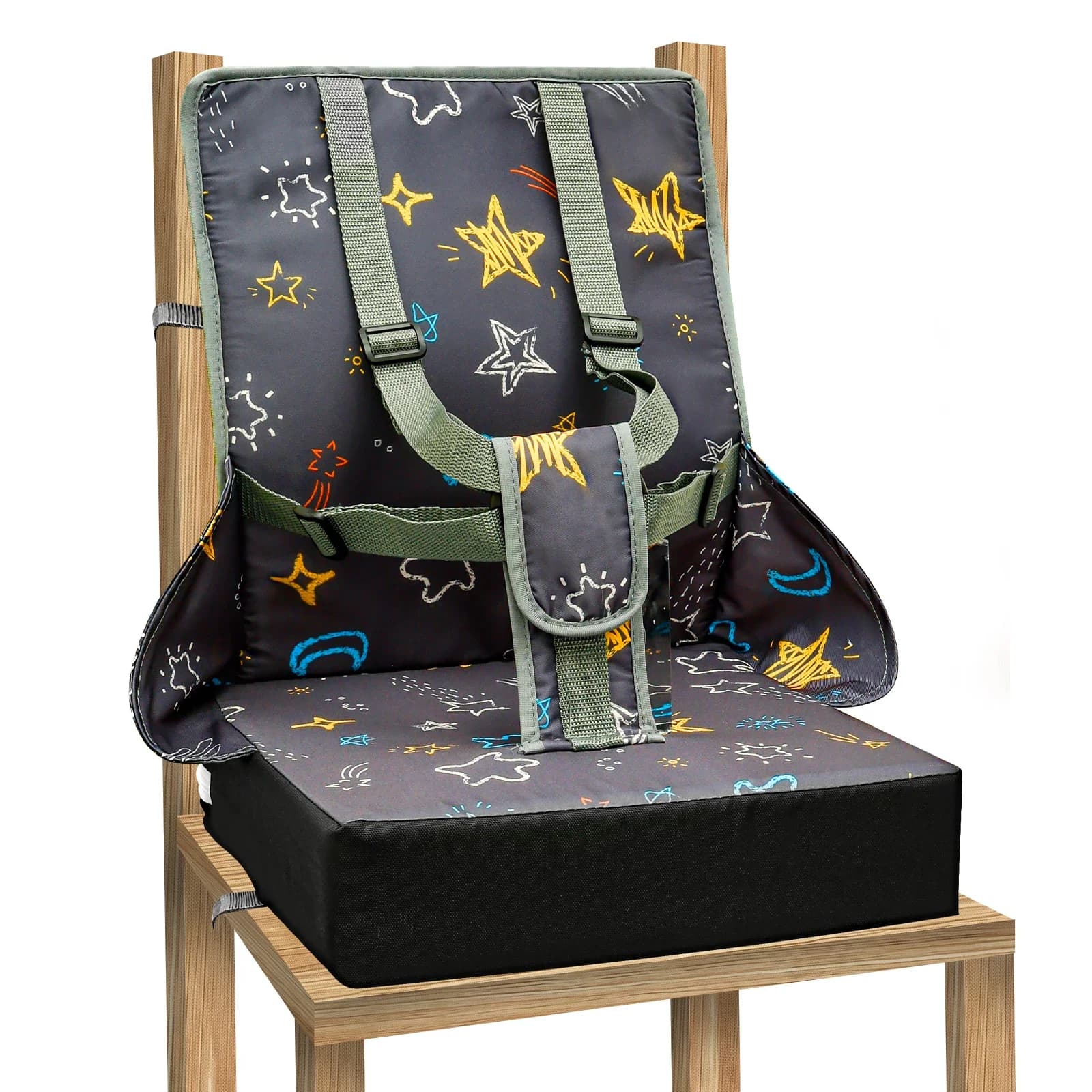 Children's raised seat cushion Children's dining chair High and soft back cushion Adjustable removable safety cushion
