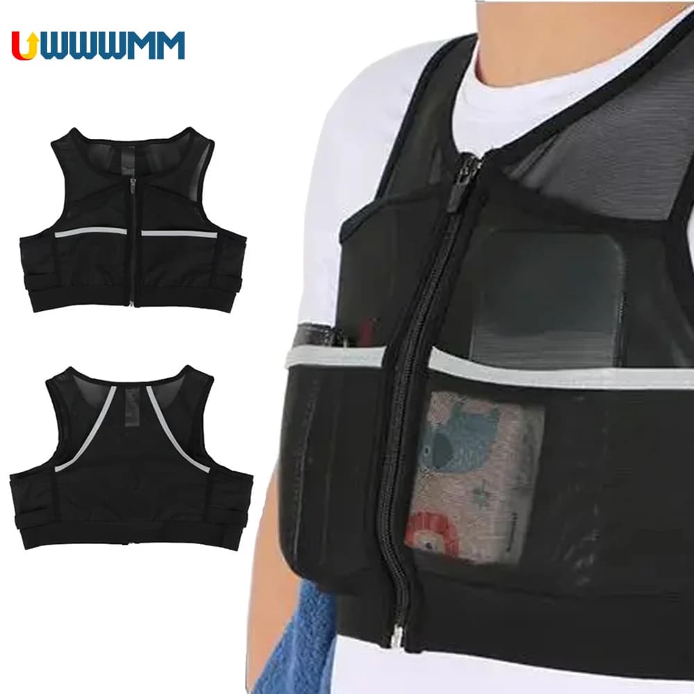 Running Backpack Vest Cell Phone Women Men Pack Running Hydration Vest Phone Holder Chest Bag Light Weight with Pockets