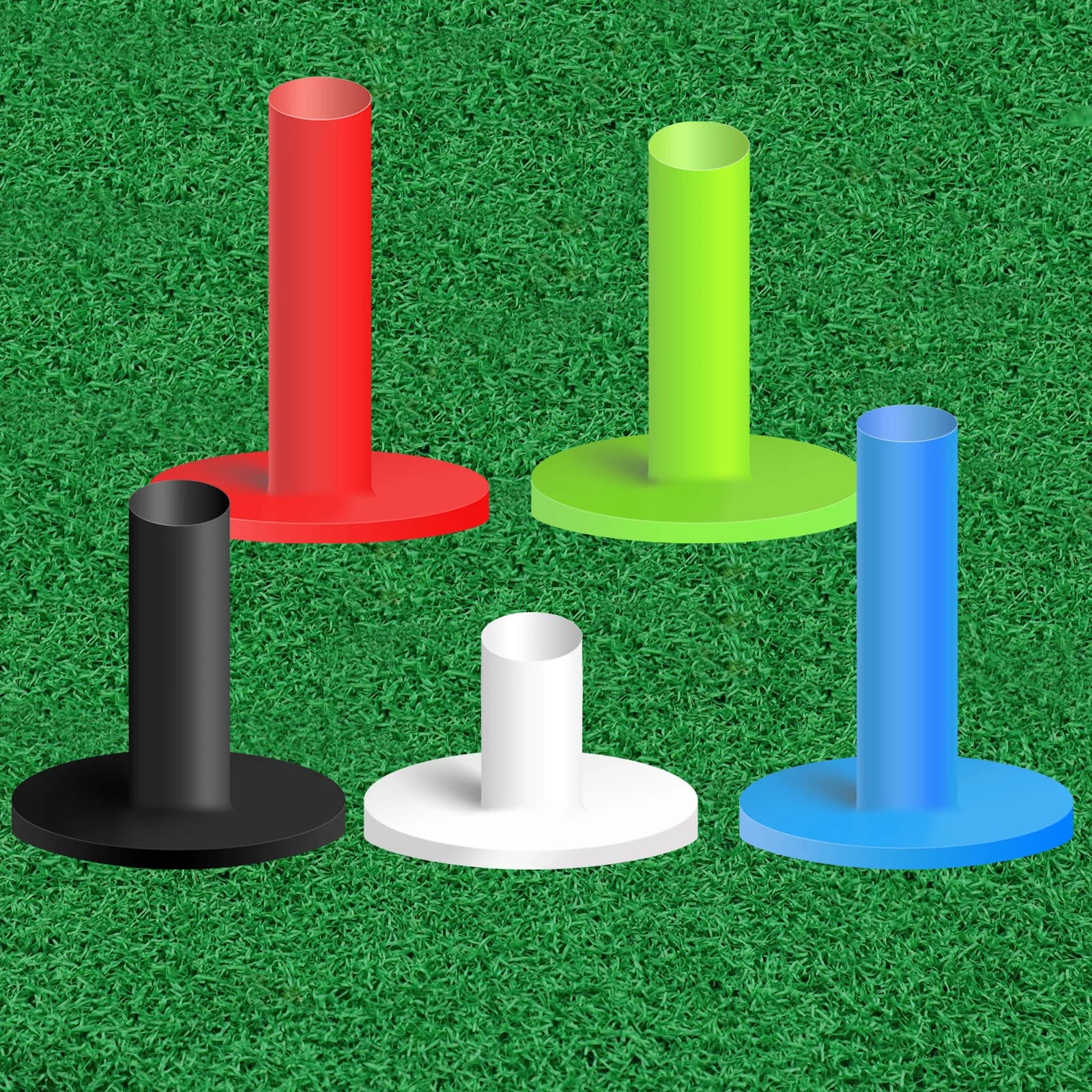 Confezione da 5 magliette da golf di dimensioni miste per tappetini da campo di guida Tappetino da allenamento con supporto superiore in gomma resistente adatto per interni ed esterni