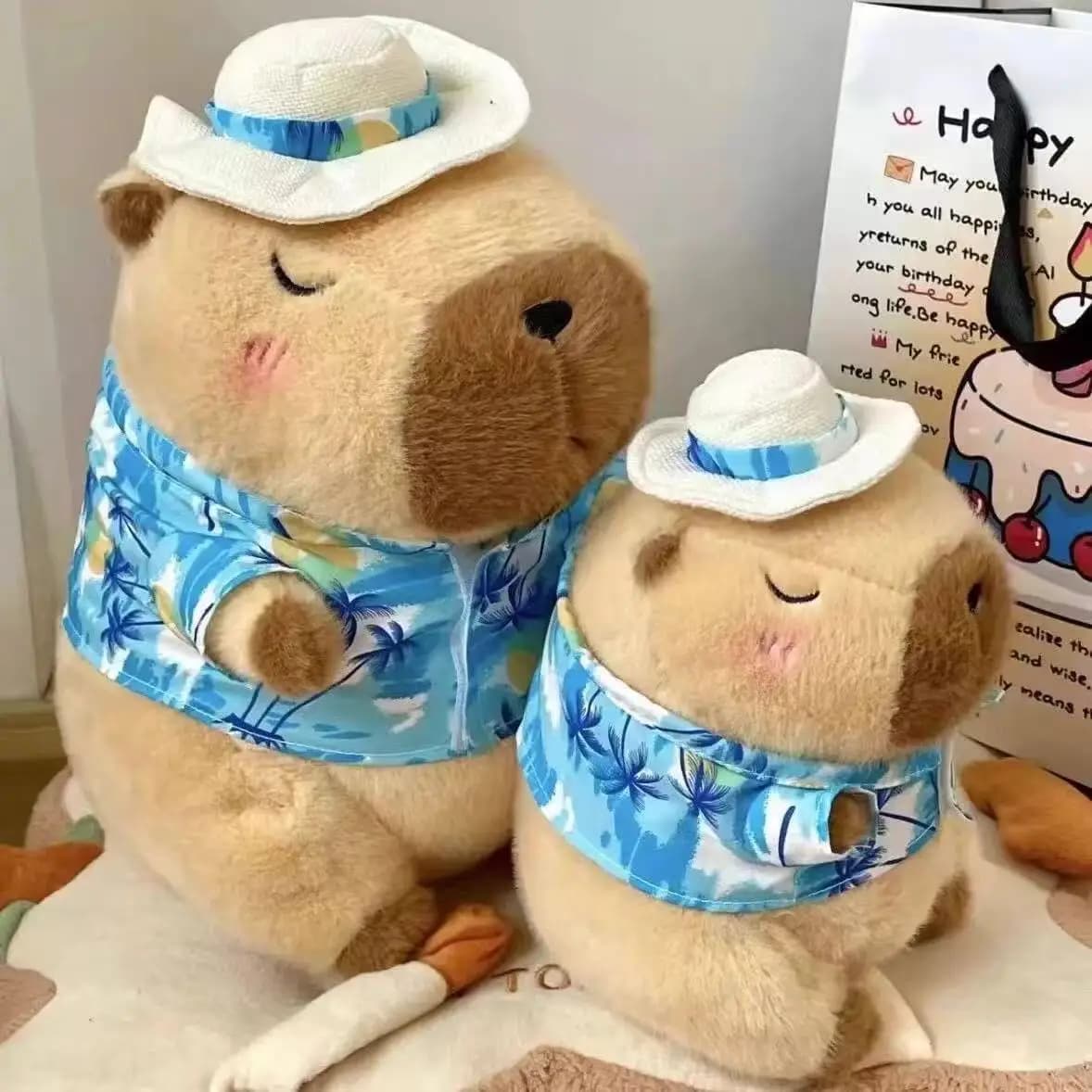 Yellow Duck Swim Ring Capybara Plush Toy Cute Simulation Beachwear Capibara Kawaii Stuffed Animal kapibala Birthday Travel Gifts