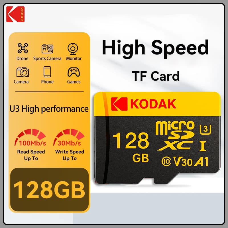 128 GB KODAK MicroSD Card for Fujifilm Instax Mini Evo High Speed TF U3 Memory Card for 4K Video Photo Storage