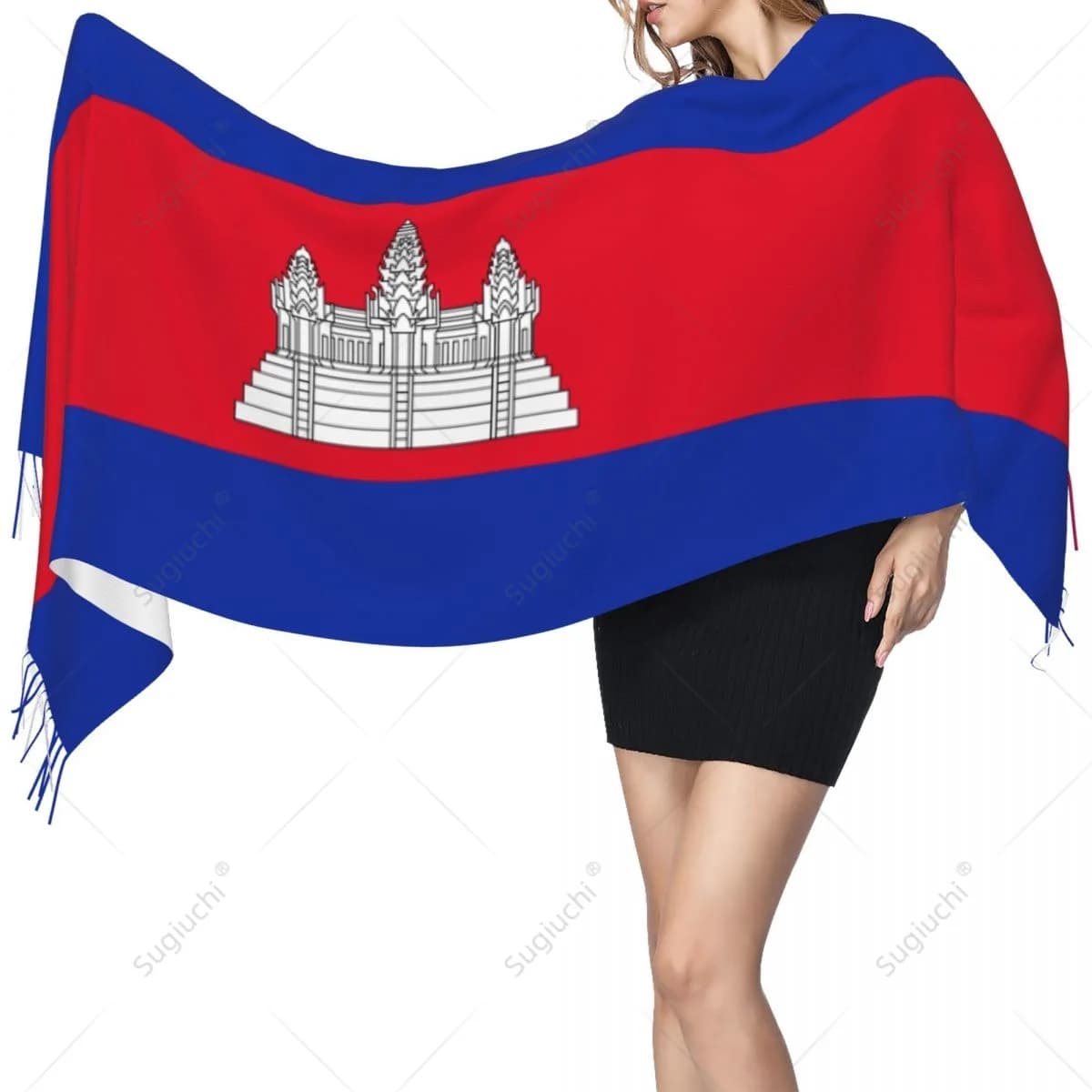 Sciarpa con bandiera del Cambogia Pashmina Sciarpe calde Scialle avvolgente Hijab Primavera Inverno Multifunzione unisex