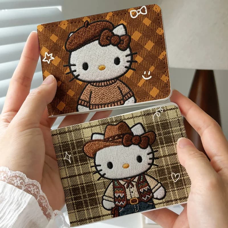 Sanrio Hello Kitty Porta Passaporto da Viaggio Anime Kawaii Protettivo Multifunzione Porta Carte con Clip Borsa Portatile Regalo per Donne