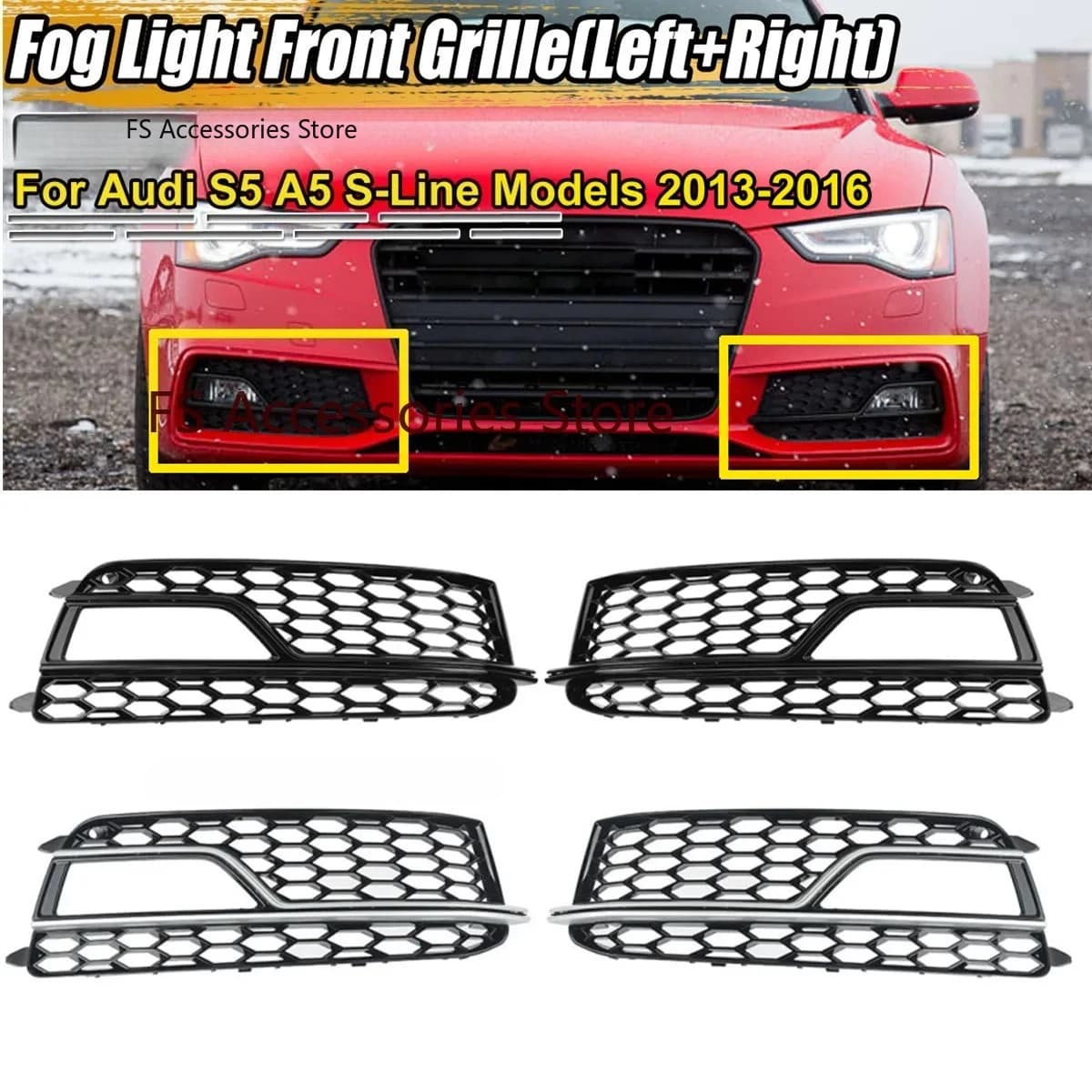 Coppia Auto Griglia Anteriore A Nido D'ape Griglia di Copertura Della Maglia Grill 8T0807681M Per Audi S5 A5 S-Line 2013-2016 Copertura Della Griglia Della Luce di Nebbia
