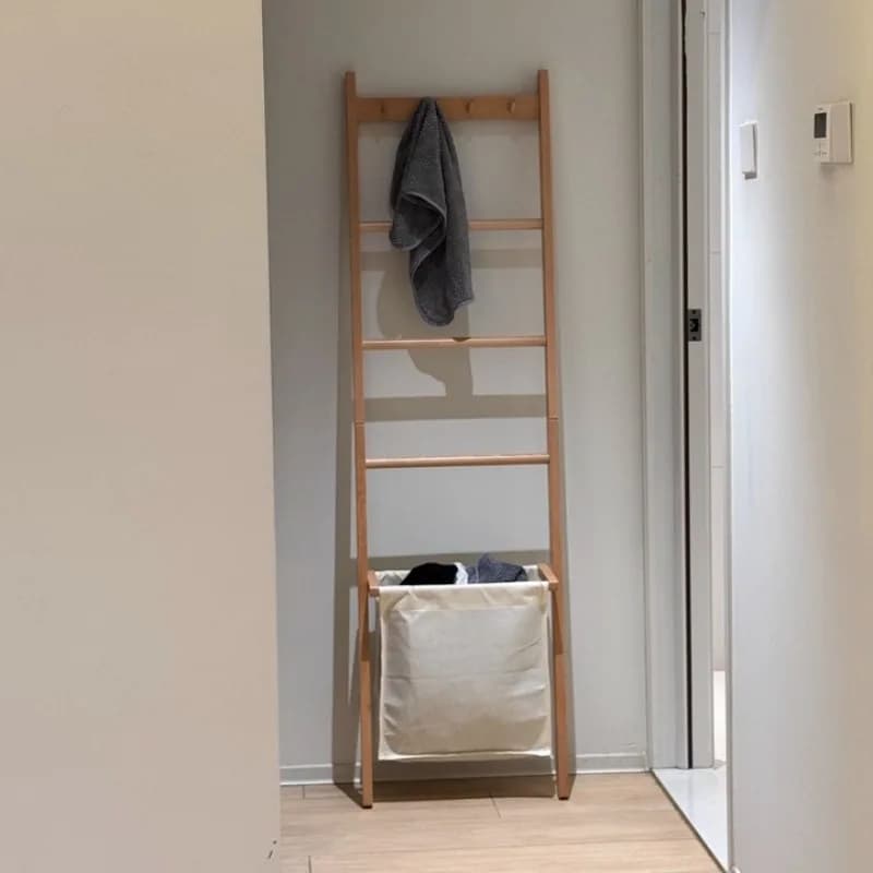 Appendiabiti da terra in legno massello Appendiabiti salvaspazio Camera da letto Comodino Organizzatore di indumenti Deposito per indumenti notturni