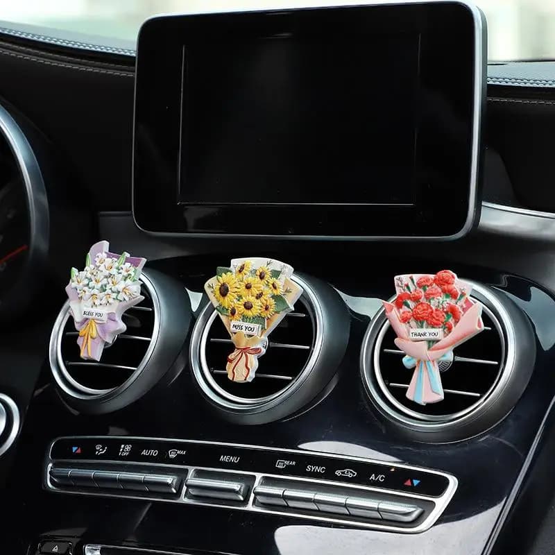 Diffusore di Aromi per Auto a Forma di Bouquet di Girasoli e Rose, Deodorante Floreale in Gesso, Accessori per Aromaterapia Auto