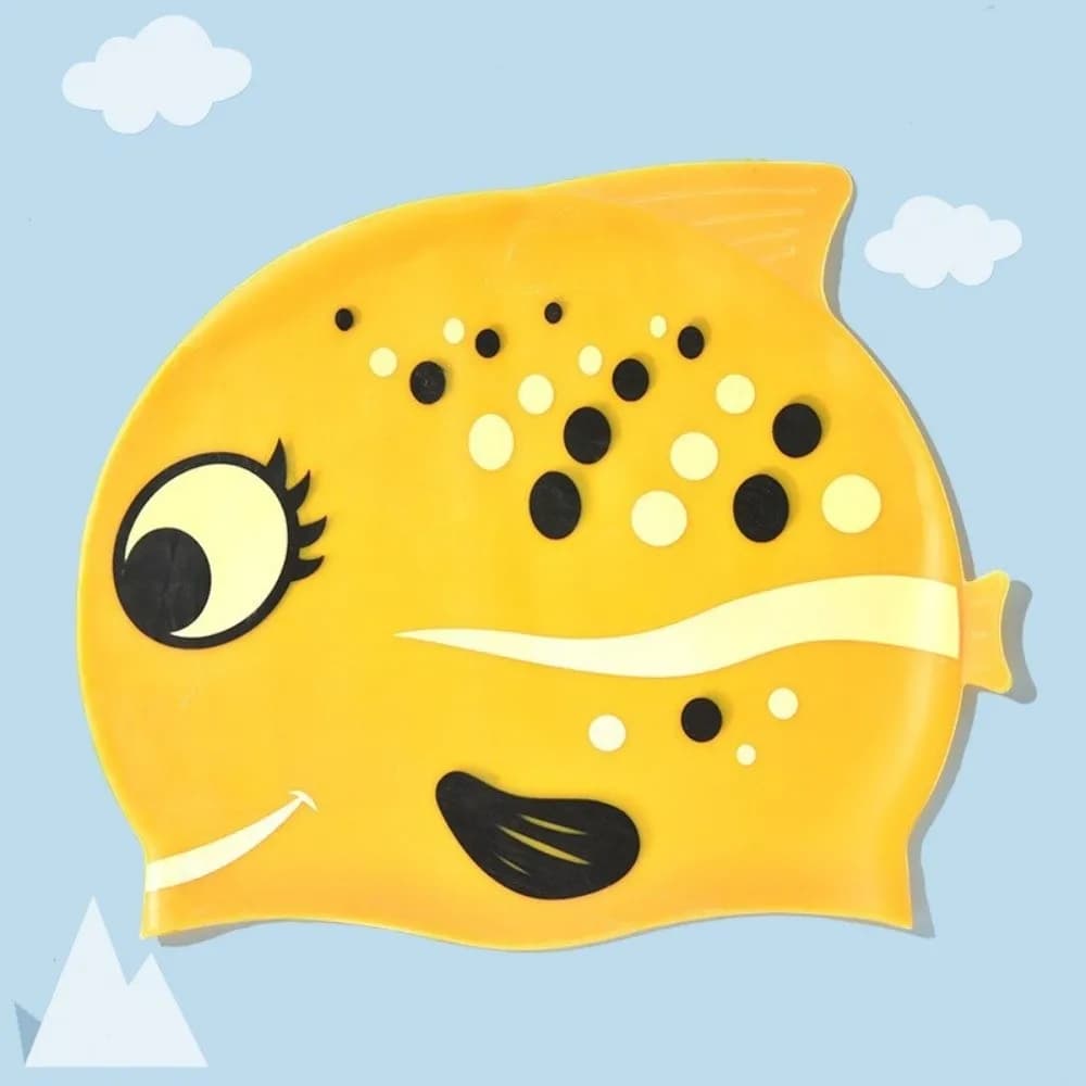 Elastic Swimming Hat for Children with Pattern for Fish, Comfortable Silicone Hat Durable for Pool, Unisex for Boys and Girls