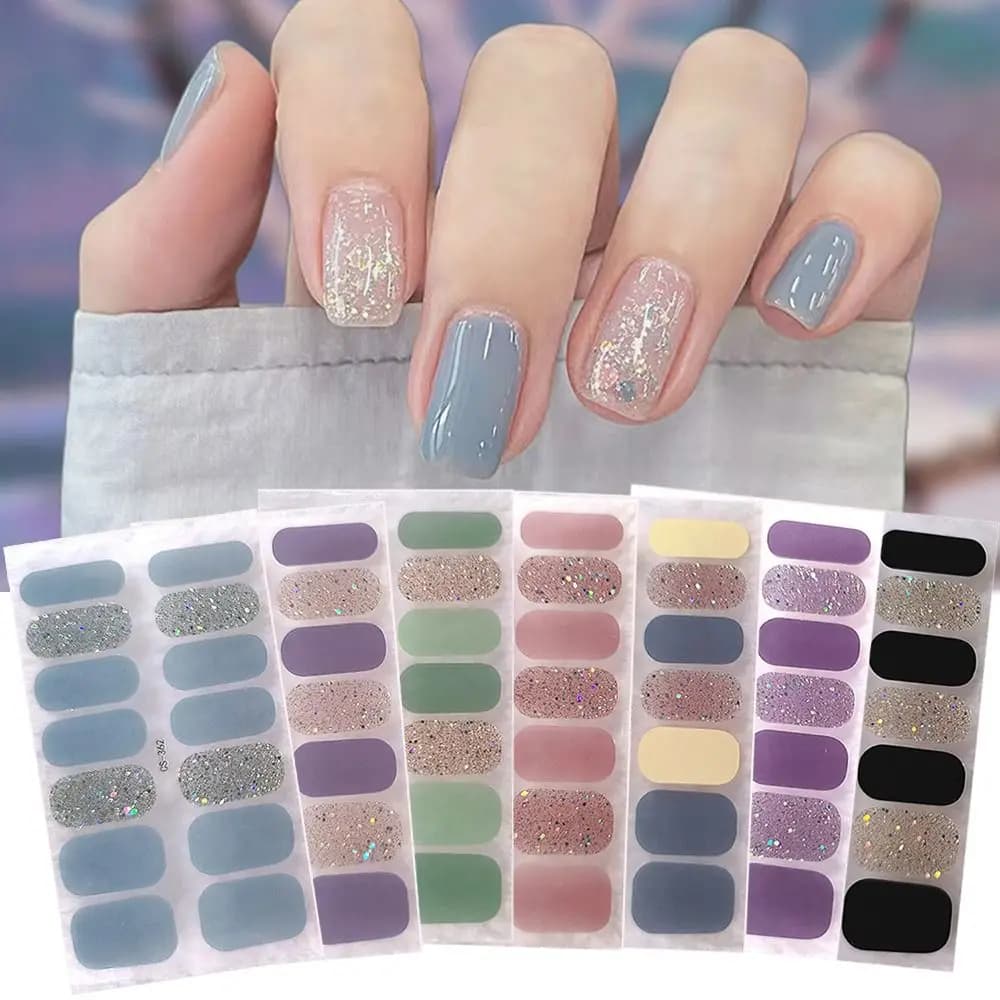 14 punte adesivi per unghie in gel foil scintillanti strisce di smalto gel semplici autoadesive decalcomanie per unghie in gel fai da te NAil Art Making