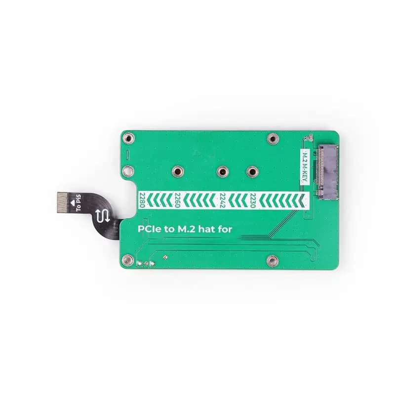 PCIe to M.2 Adapter for Raspberry Pi 5, Supports NVMe PCIe Gen2 Gen3 SSD, Hailo8/8L, Compatible with Google Coral Accelerators