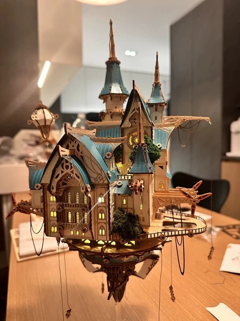 Fantasy Steam City Fatto a mano Fai da te Assemblaggio 3D Cabina Air Building Block Modello Giocattolo per giochi e collezioni creativi