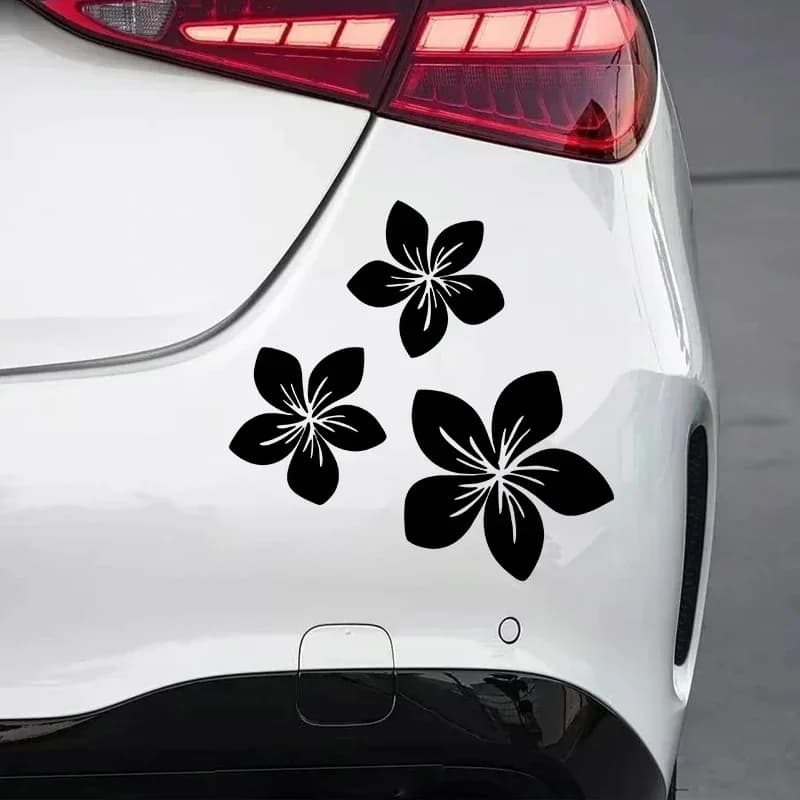 3 pezzi di adesivi per auto con fiori graziosi per lunotto posteriore automatico, copertura per casco, graffi, decalcomanie per moto con fiori impermeabili