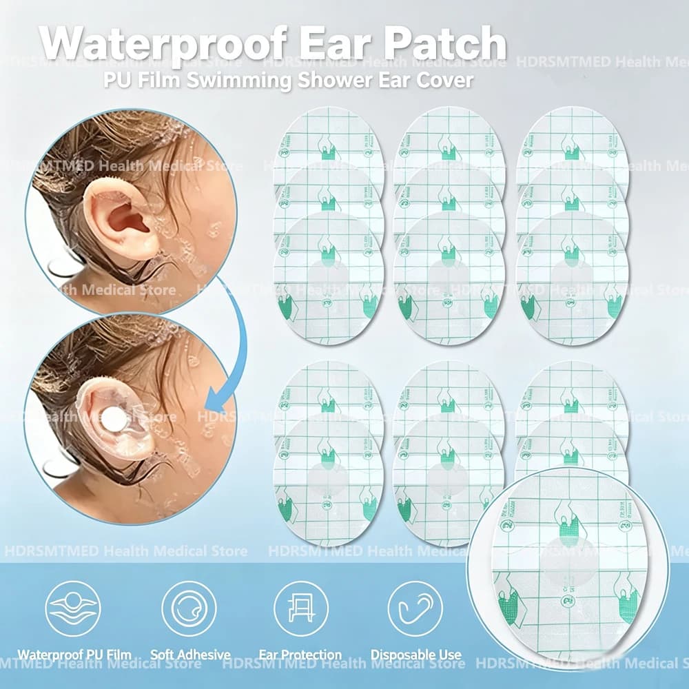 20-200Pcs Disposable Waterproof Ear Stickers Ear Protector for Kids Adults Swimming Cover Plastic Ear Paste Swimming Cover Caps