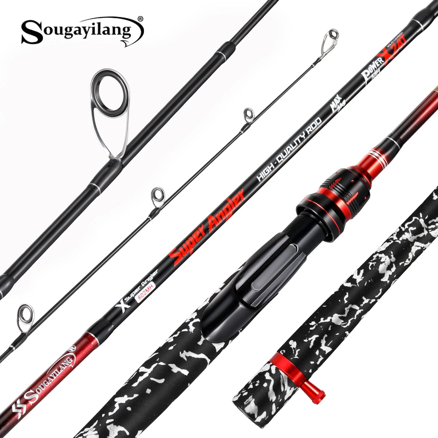 Canna da Pesca Sougayilang 24T in Carbonio 1.65m/1.8m Potenza MH 2 Sezioni Portatile con Punta Sensibile per Acqua Dolce e Salata