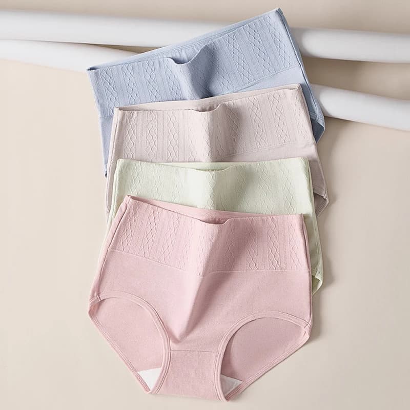 4Pcs Women Panties Underpants High Waist Body Shaper Underwear Solid Ladies Briefs Breathable Cotton Panty Soft Female Lingerie