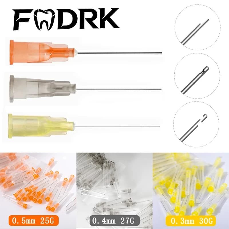 100Pcs/bag Irrigation Needle Tip 25G/27G/30G End-Closed Side Hole Endo Syringe Root Canal Washing Needle Tip Cleaning Tool