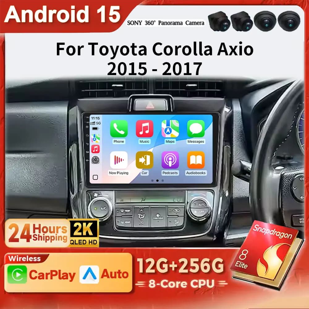 Android 15 Car Radio For Toyota Corolla Axio 2 Fielder 3 E160 2012 - 2021 Multimedia Video Player Navigation GPS Stereo carplay