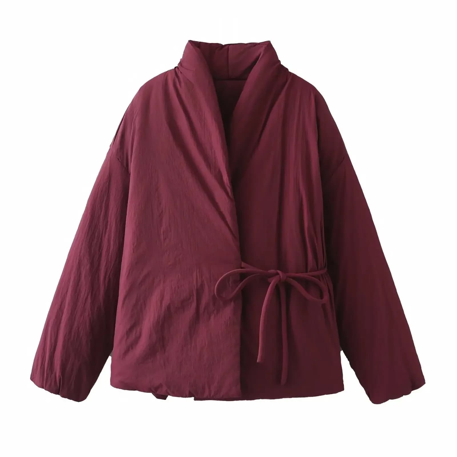 Piumino stile kimono Giacca da donna in cotone con cintura a maniche lunghe Abbigliamento invernale di ispirazione asiatica