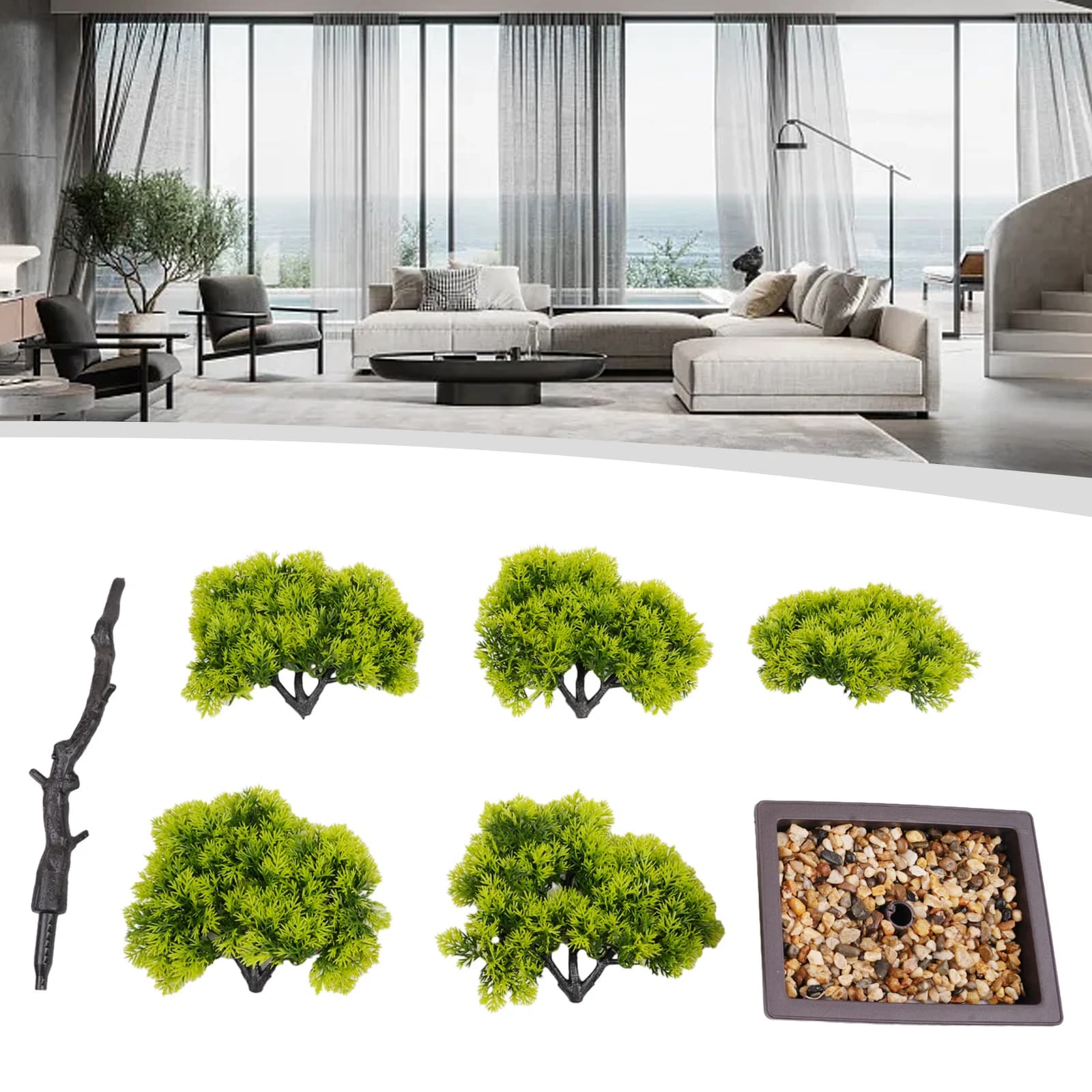 Simulation Bonsai Plant for Home Office Decor 33cm Tall Plastic Potted Artificial Flower Creative Indoor Outdoor Decoration