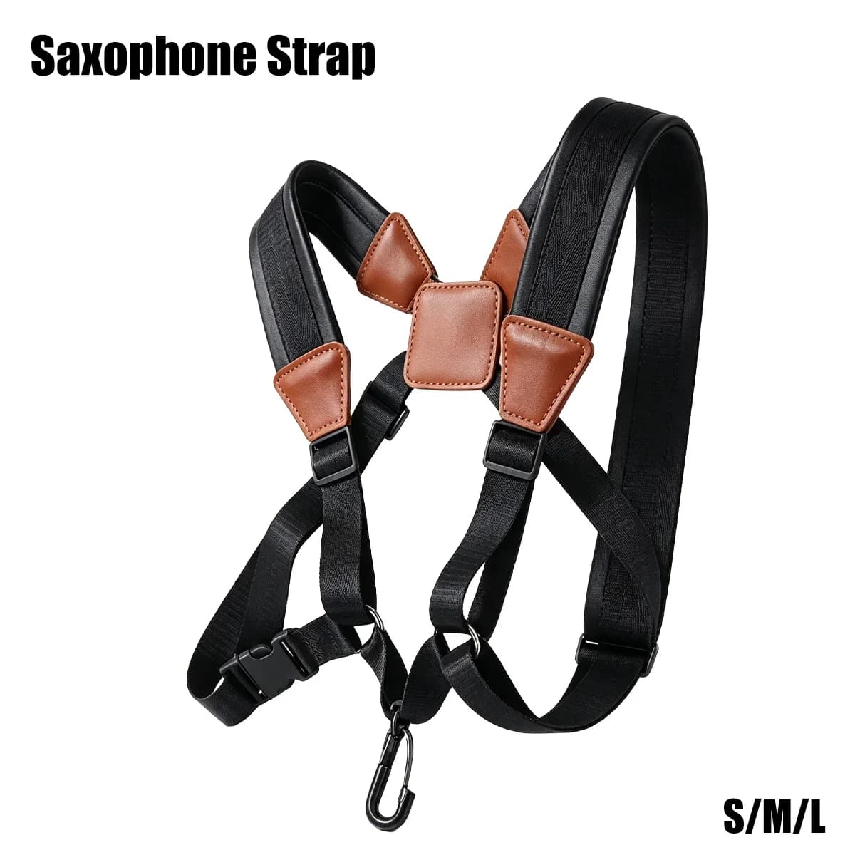 Miwayer Saxophone Strap for Alto Tenor Soprano Saxophone Universal Double Shoulder Leather Strap Adult Children Shoulder Strap