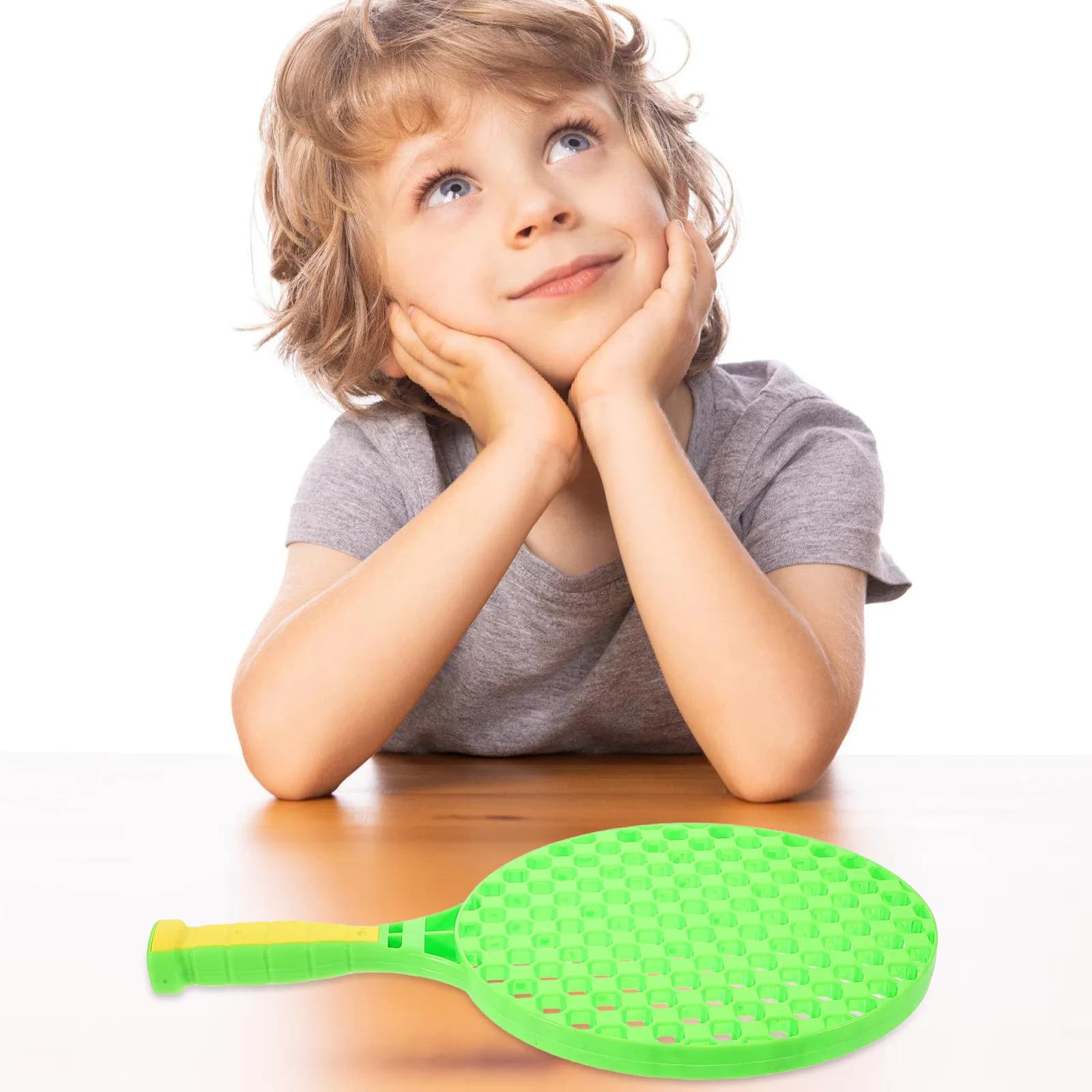 Set di racchette da badminton per bambini, 1 set, dimensioni ridotte, impugnatura comoda, per bambini dai 3 agli 8 anni, include volano a forma di palla rotonda, abilità motorie