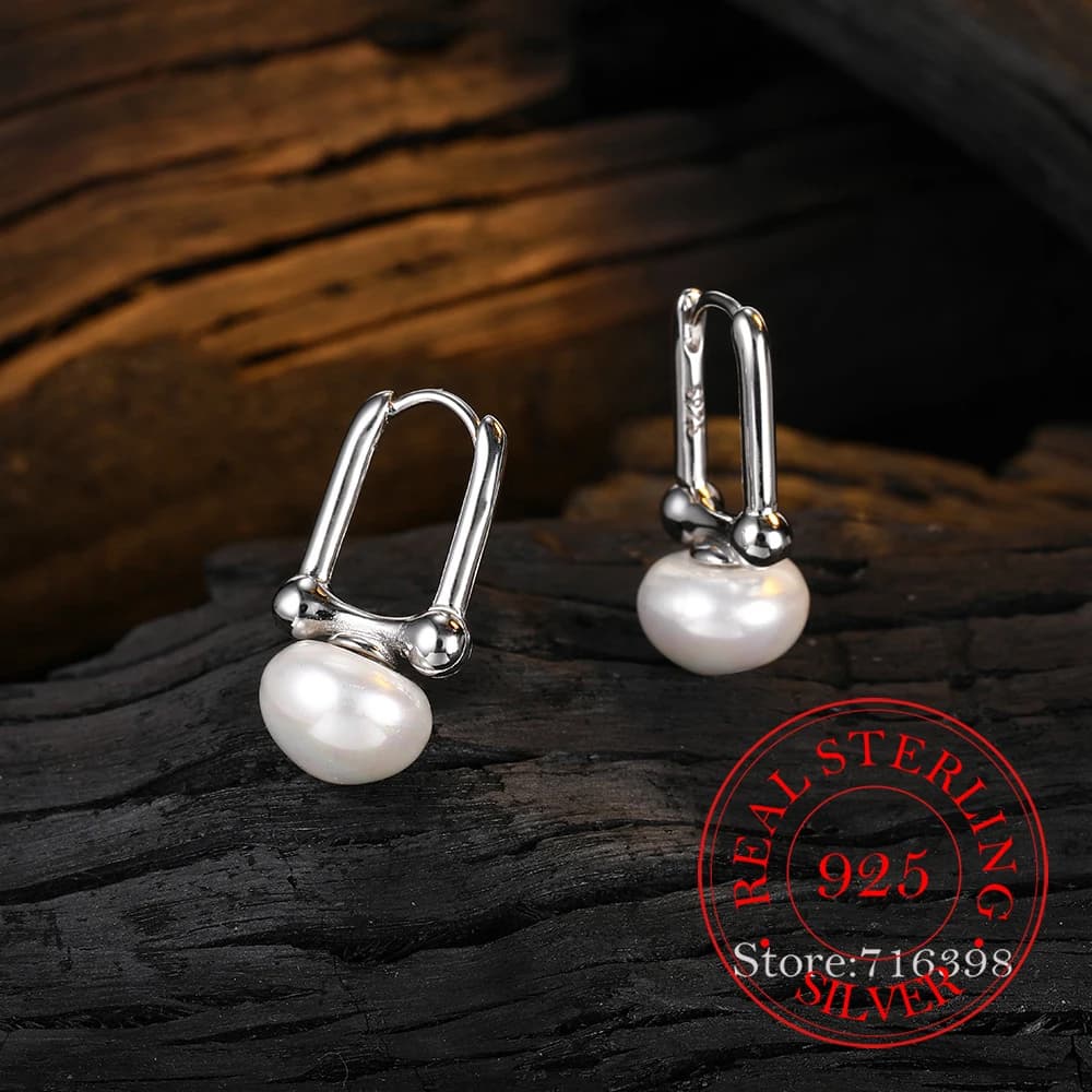 Orecchini a Cerchio in Argento Sterling 925 con Perle Vintage per Donne, Gioielli per Matrimoni e Feste, Regalo per Ragazze e Amiche