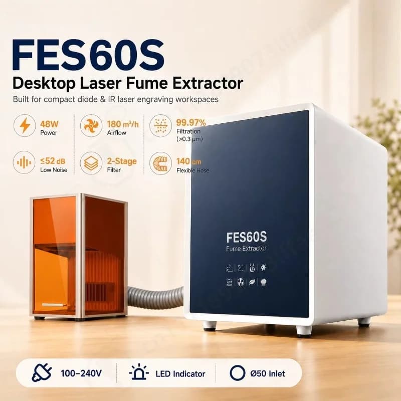 Mini Desktop Laser Fume Extractor, 60mm Hose Smoke Purifier for Portable Laser Engraving Machine