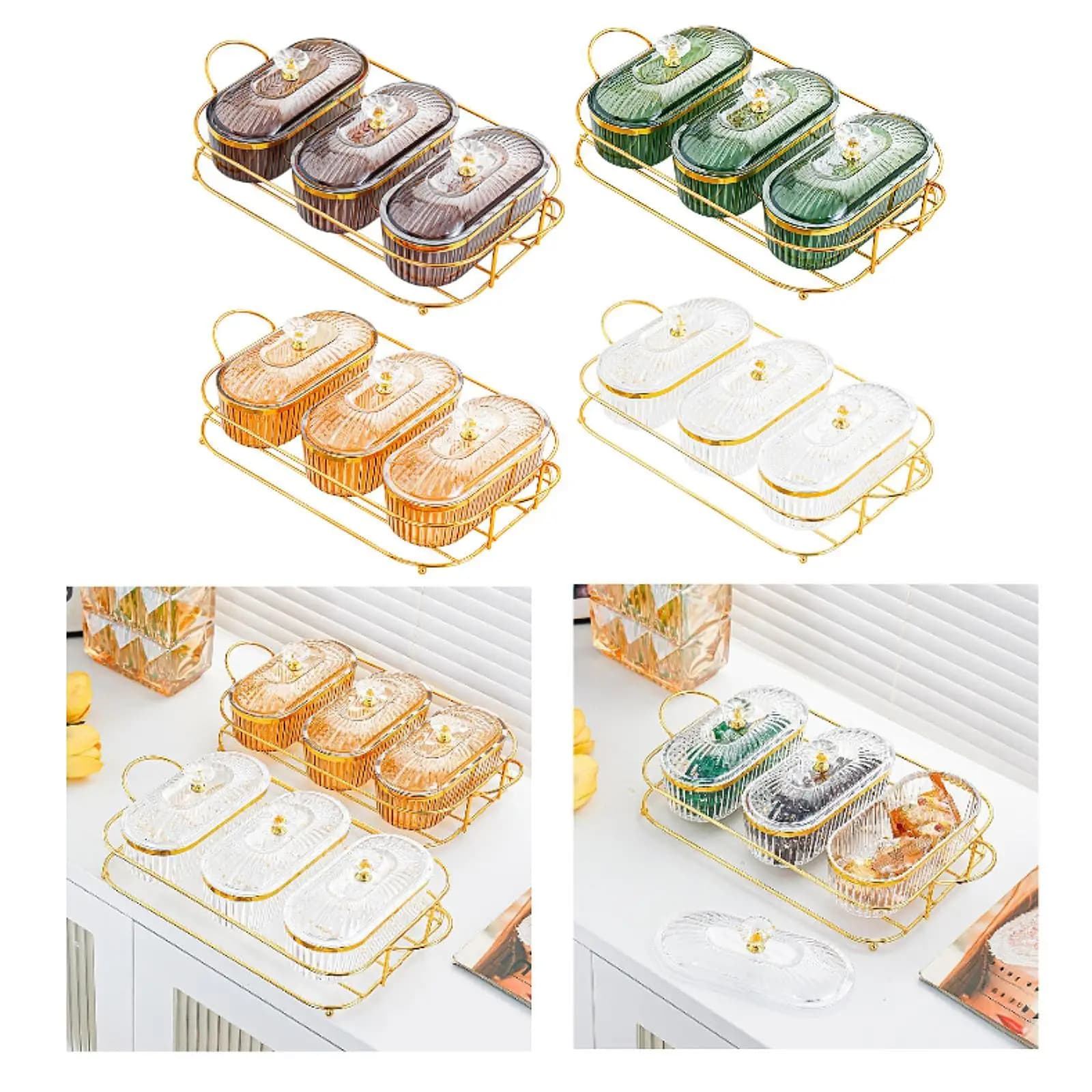 Vassoio per frutta secca con coperchio con vassoio Piatto per noci nuziali Contenitore per alimenti per vacanze Sala da pranzo Cucina Matrimonio Frutta secca