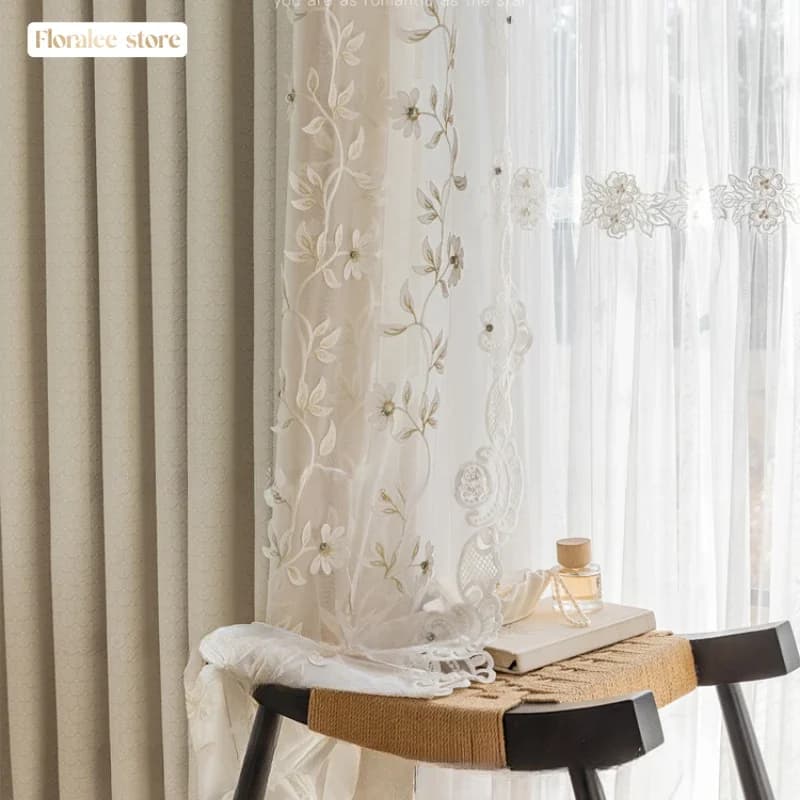 French Luxury Curtains for Living Room Bedroom Chenille Jacquard High Quality Blackout Window Curtains Customized House Decor