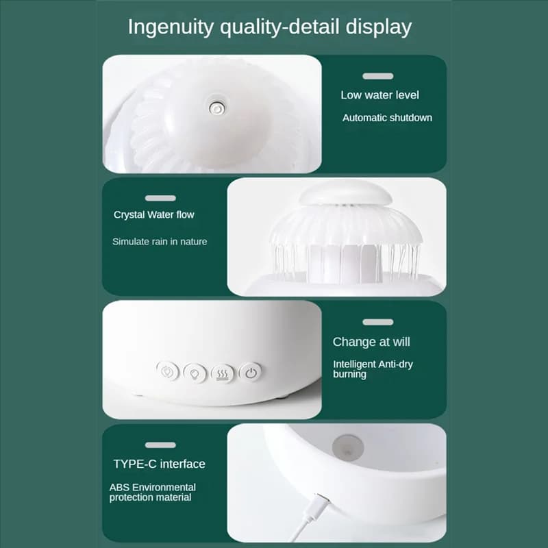 Umidificatore KEKA Umidificatore a nebbia fredda con luce notturna a LED a colori per camera da letto, ufficio per la prevenzione dell'asciugatura Miglioramento del sonno